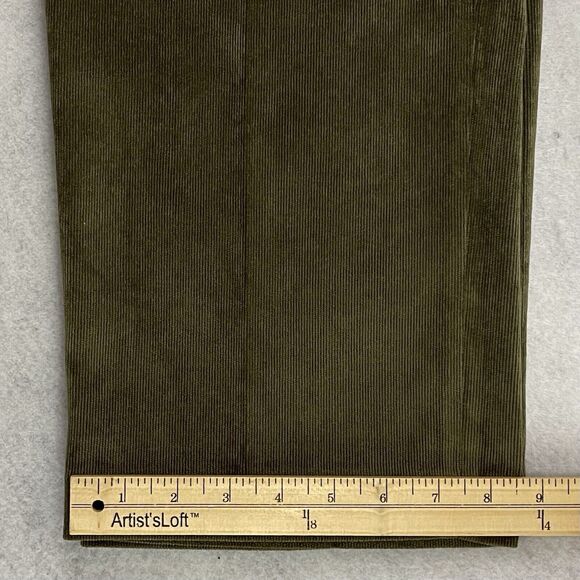 Alan Flusser Corduroy Pants Mens 38X32 Green Straight Leg Flat Front Trousers - Picture 9 of 12